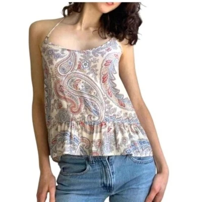 Abercrombie & Fitch Paisley Floral Strappy Sleeveless Peplum Blouse - Size M - Image 1 of 4