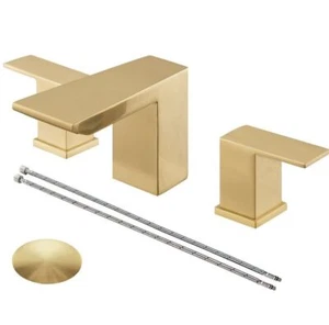 Widespread 8 Inch Bathroom Faucet Two Handle Bathroom Sink 3 Hole Faucet Brushed - Picture 1 of 4