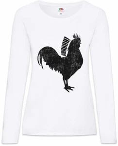 Oh Cock Damen Langarm T-Shirt Oh Fun Cock Hahn Kikeriki - Picture 1 of 1