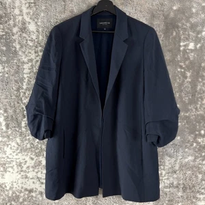 Lafayette 148 Size L Career Notched Open Front Blazer Jacket Navy Lined - Picture 1 of 8