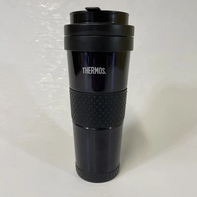 Thermos Grande Travel Tumbler 18 oz Flip Top Blue Rubber Grip Vacuum Insulated - Image 1 of 4