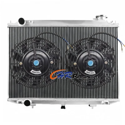 Radiador de aluminio + ventiladores para camioneta Nissan Navara 2002-2010 D22 TD25/YD25 diésel Foto 1 de 4