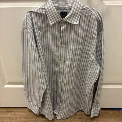 Jos A Bank 男式纽扣礼服衬衫 XL 条纹长签名系列 — 第 1/4 张图片