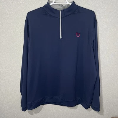 PETER MILLAR Cuarto de Cremallera Para Hombres 3XL Azul Rendimiento MEOEK40 Bordado Boldyn Foto 1 de 4
