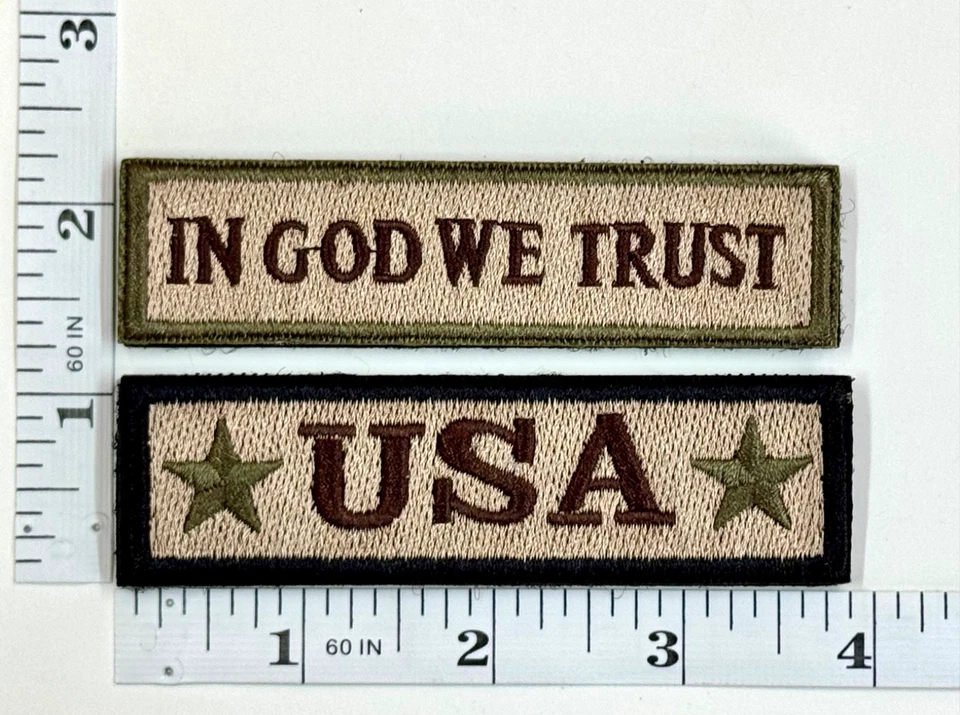 Embroidered 2-Patch Set - USA - In God We Trust - Morale - Hook & Loop - Image 1 of 1