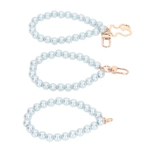 Pearl Beads Strands Metal Buckle Pearl Bracelet For Bag For Keychain For Mobile - Photo 1 sur 12