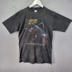 Vintage Star Trek T-Shirt Mens Small Black First Contact 1996 Resistance Is Futi - Picture 1 of 12
