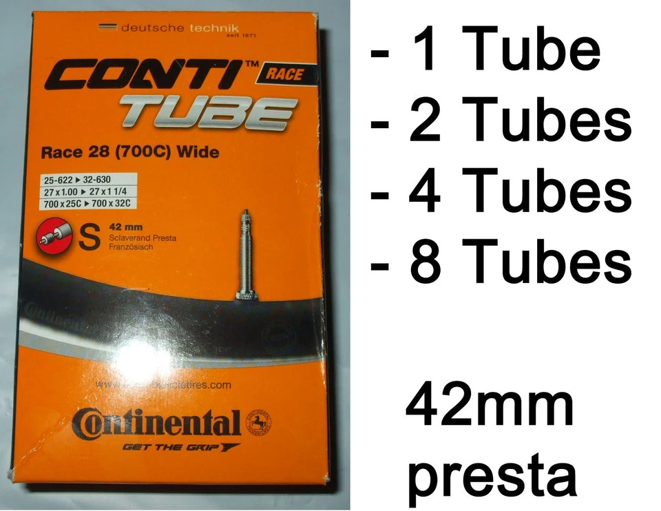 Tubos anchos para bicicleta Continental Race-28 (700 x 25-32) válvula Presta de 42 mm Foto 1 de 1