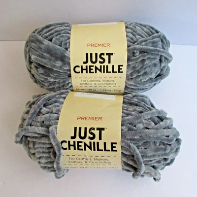 2 madejas Premier Just Chenille hilo grueso súper voluminoso 6, 50 g, gris 2017-02 Foto 1 de 4