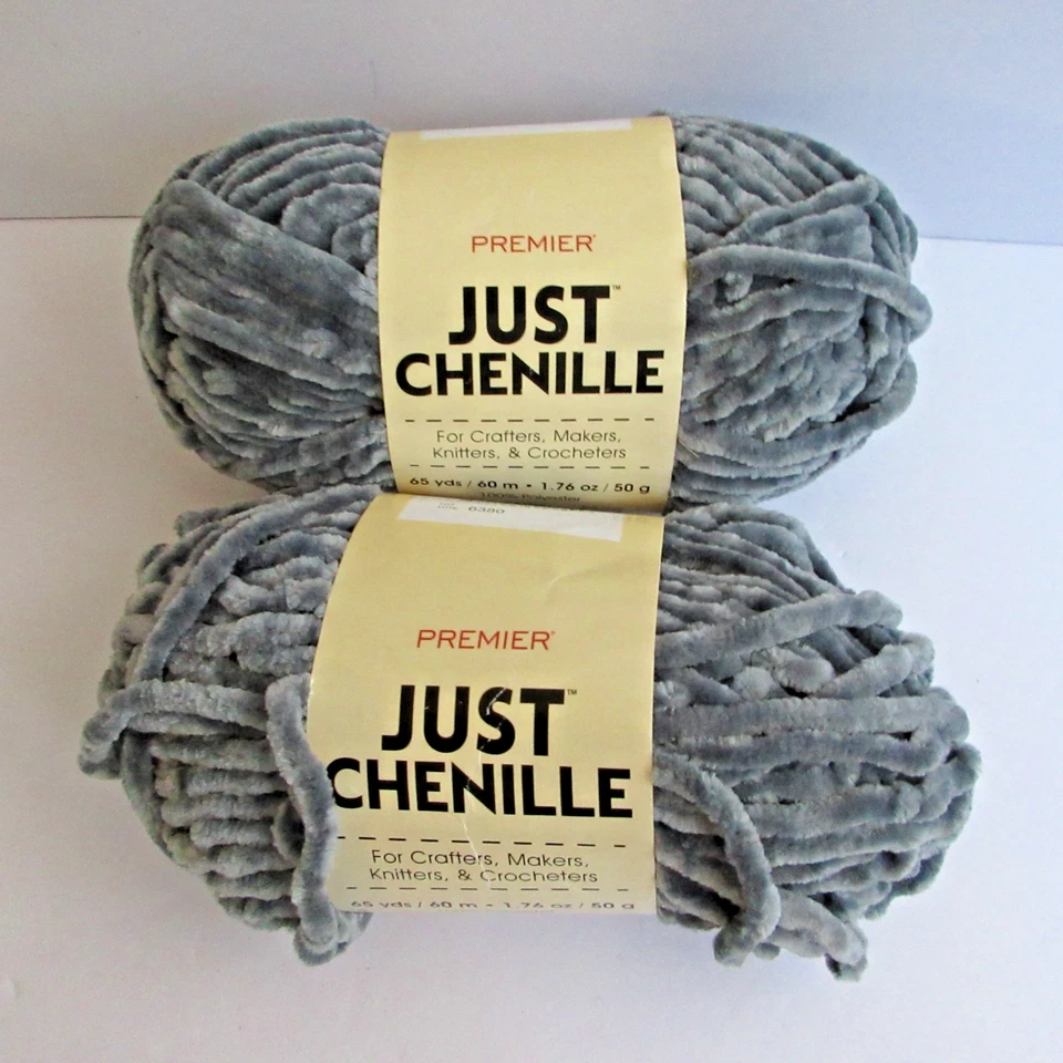 X10 Just Chenille Premier Yarn Gray 65yds Each Super Bulky Oeko Soft 650 Yds