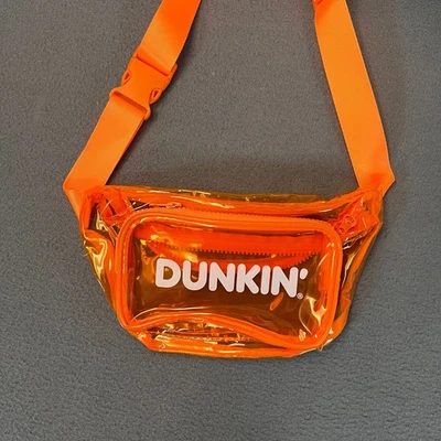 Dunkin' Donuts Fanny Pack Crossbody, Orange Clear Logo Clip In Running Coffee - Image 1 of 4