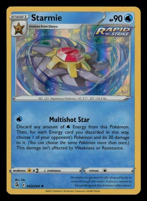 NM - Pokemon Starmie 053/264 Fusion Strike Holo Rare - Image 1 of 2