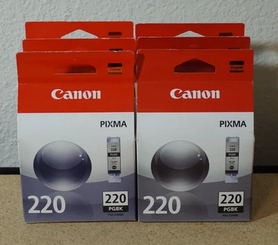 6x Genuine CANON 220 PGBK Black Pixma Ink Cartridge - Image 1 of 3