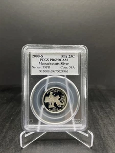 2000-S Massachusetts Silver Quarter 25C PCGS PR69DCAM Series 39PR Coin 58A (961) - Picture 1 of 2