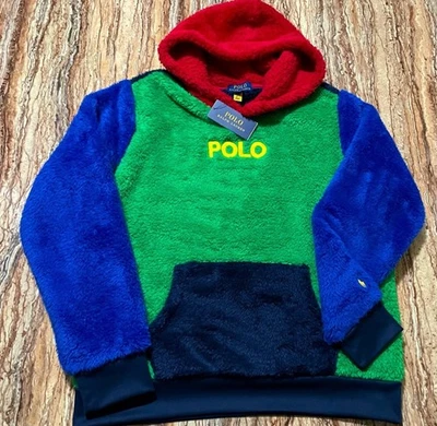 Ralph Lauren Pullover Sudadera con Capucha Niños XL (16-18) Bloques de Color Clásico Informal Polar  Foto 1 de 4