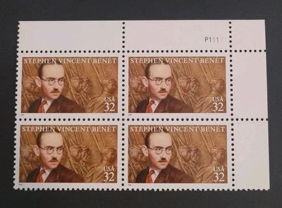 US Stamps Plate Block Scott #3221 32c Stephen Vincent Benet MNH. Free shipping! - Image 1 of 2
