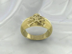 Anillo de sello de calavera de diseño único hecho a mano para hombre, joyería de latón amarillo de alta calidad - Imagen 1 de 24