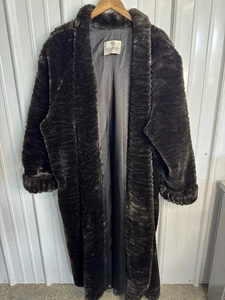 Abrigo de piel sintética chocolate largo completo Monterey Fashions de colección 3 XL hecho en EE. UU. - Imagen 1 de 11