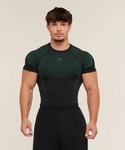Camiseta sin costuras Gymshark Onyx 5.0/negra/verde elevación/pequeña/mediana/grande - Imagen 1 de 2