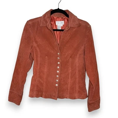 Chaqueta de Cuero Live a Little Vintage Pequeña Gamuza Genuina Naranja Óxido Y2K Western Foto 1 de 4