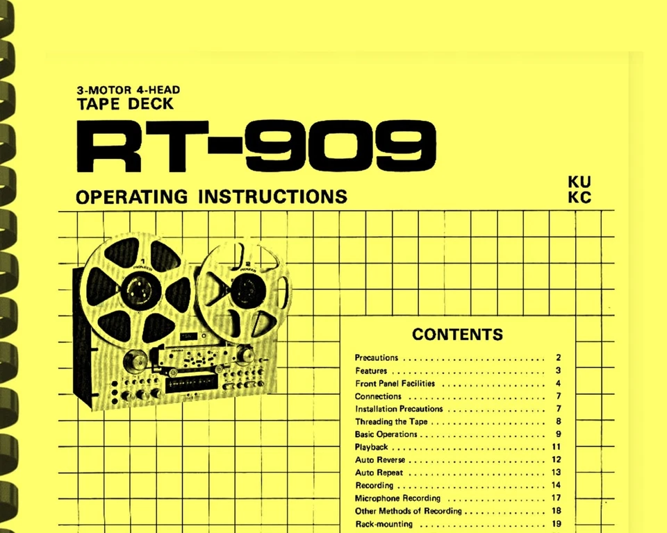 Pioneer RT-909 Reel to Reel Tape Deck OWNER'S MANUAL & SERVICE MANUAL
