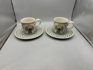 Villeroy and Boch Basket Cup and Saucer Coffee Tea Flat W Germany - Set of 2 - Picture 1 of 7