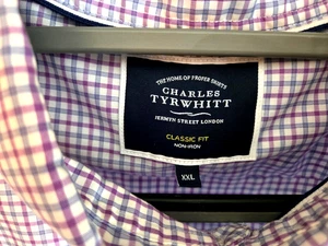 Charles Tyrwhitt Men's Classic Fit XXL Long Sleeve Shirt Purple & Blue Checkered - Picture 1 of 6