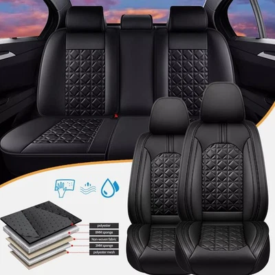 For Chevrolet Leather 5 Seats 2 Car Front Seat Covers& several pieces Rear Pads Foto 1 de 4