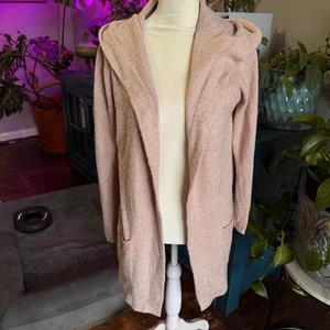 Barefoot Dreams CozyChic Lite Hooded Resort Cardigan Sweater Faded Rose Size S - Picture 1 of 10
