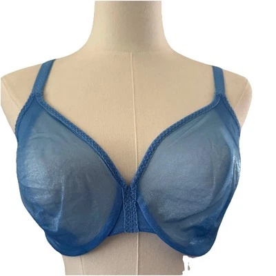 Gossard 32D Blue Seamless Underwire Lightly Lined metallic Sheer Bra Comfort - Image 1 of 4