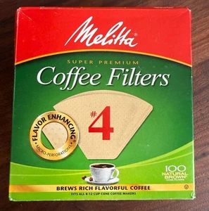 Melitta #4 Cone Coffee Filters Unbleached Natural Brown 100 Total Count NEW! - Picture 1 of 6
