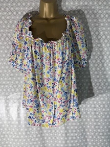 Womens Wallis Petite Uk 16 Coloured Flower Short Sleeve Casual Summer Blouse - Picture 1 of 6