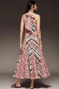 Vestido midi halter con parches Pilcro Anthropologie Algodón Boho Verano XS - Imagen 1 de 16