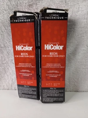 L'Oreal Excellence HiColor rojo intenso, 1,74 oz #H11 paquete de 2 daños en caja  Foto 1 de 2