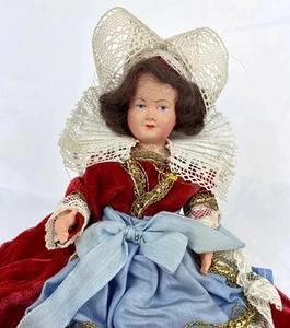 Vintage Le Minor Bretagne French Doll in Red Velvet Dress Queen Elizabeth Style - Picture 1 of 10