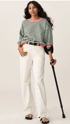 Usada en Excelente Condición Anthropologie Pilcro The Niki Bubble Sudadera a Rayas 100% Algodón Talla S Foto 1 de 4