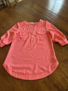 41 Hawthorn Peach Coral Short Sleeve Blouse Medium - Picture 1 of 12