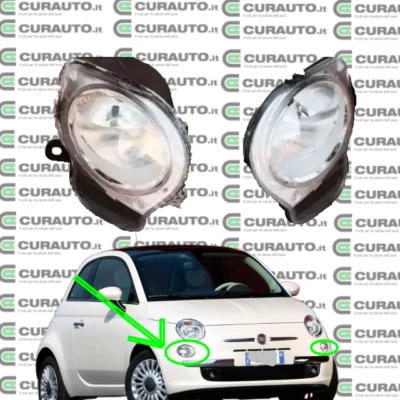 Coppia DX SX Fari Fanale Luce posizione Antinebbia sin dest FIAT 500 da 07> 08> - Immagine 1 di 4