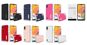 For Samsung Galaxy A01 S111DL SM-A015 Delux Brushed Case Cover + Tempered Glass - Picture 1 of 6