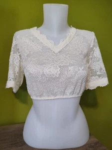 Dirndl Bluse mit spitze in Größe 36 Dreiviertelarm Wollweiß Neu Mit Etikett  - Bild 1 von 6
