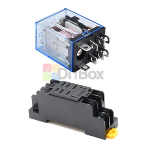 24V 110V AC/DC Coil Power Relay LY2NJ MY4NJ DPDT 8Pin HH62P JQX-13F + Base US - Picture 1 of 15