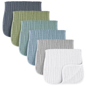 Muslin Baby Burp Cloths Sets for Unisex- 6 Pack Large 100% Cotton Burping Clo... - Picture 1 of 7