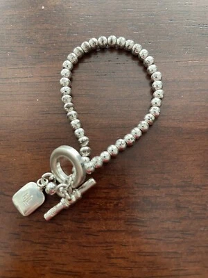 RALPH LAUREN SILVER TONE BEADED BRACELET TOGGLE CLASP NICE 7" - Image 1 of 4