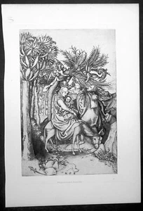 1870 Amand-Durand dopo Martin Schongauer stampa antica - Fuga in Egitto - Foto 1 di 1