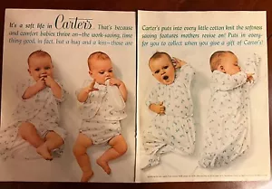 Vtg CARTER'S Baby Clothes-Twins-It's a Soft Life in Carter's-2 Page Print Ad-LHJ - Picture 1 of 8