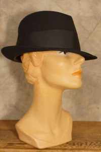1950's-60's Trilby Fur Felt Fedora Hats The Royalist Size 7 1/8 Black - Picture 1 of 11