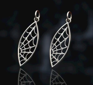  Sterling Silber Spinnennetz gruselig Charm Marquis Form 31x10mm - Bild 1 von 1