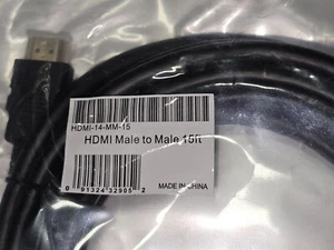 Lot 5 15ft High Speed HDMI Cable w/ Ethernet, Ferrite Cores CL3, 4K@60Hz, Gold - Picture 1 of 2