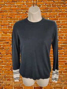 WOMENS WHISTLES UK 8 BLACK MONO WOOL COTTON KNIT CASUAL CREW JUMPER SWEATER TOP - Picture 1 of 6