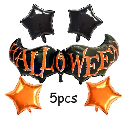 Halloween Bat Balloon Jumbo Size (5pcs) Orange Black Stars Halloween Decoration - image 1 of 4
